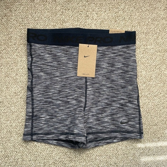 Nike Pro Women’s 3” Dri-Fit Navy Blue Training Spacedye Spandex Sz S NWT - Picture 1 of 6